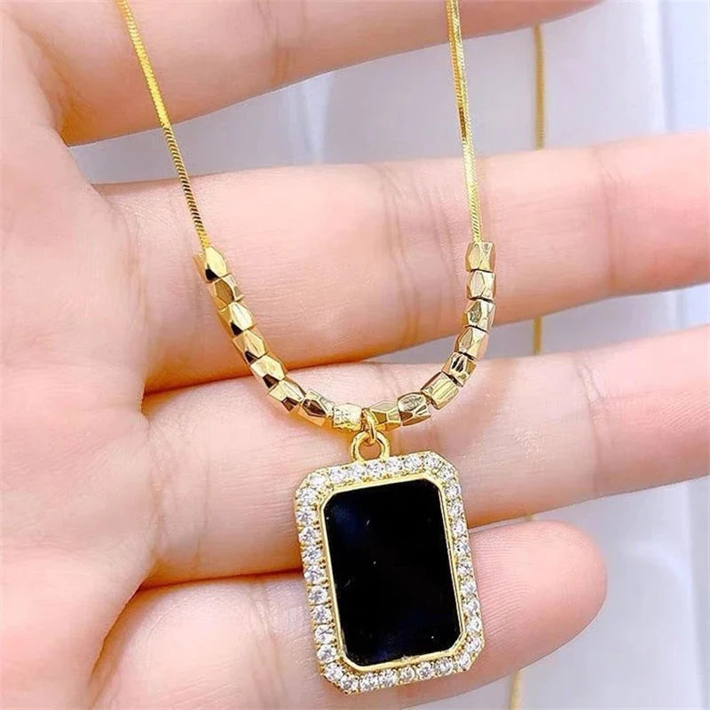 Black Cubic Zirconia Pendant Necklace