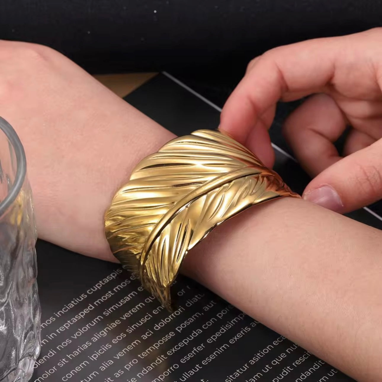 Vintage Leaves Gold Cuff