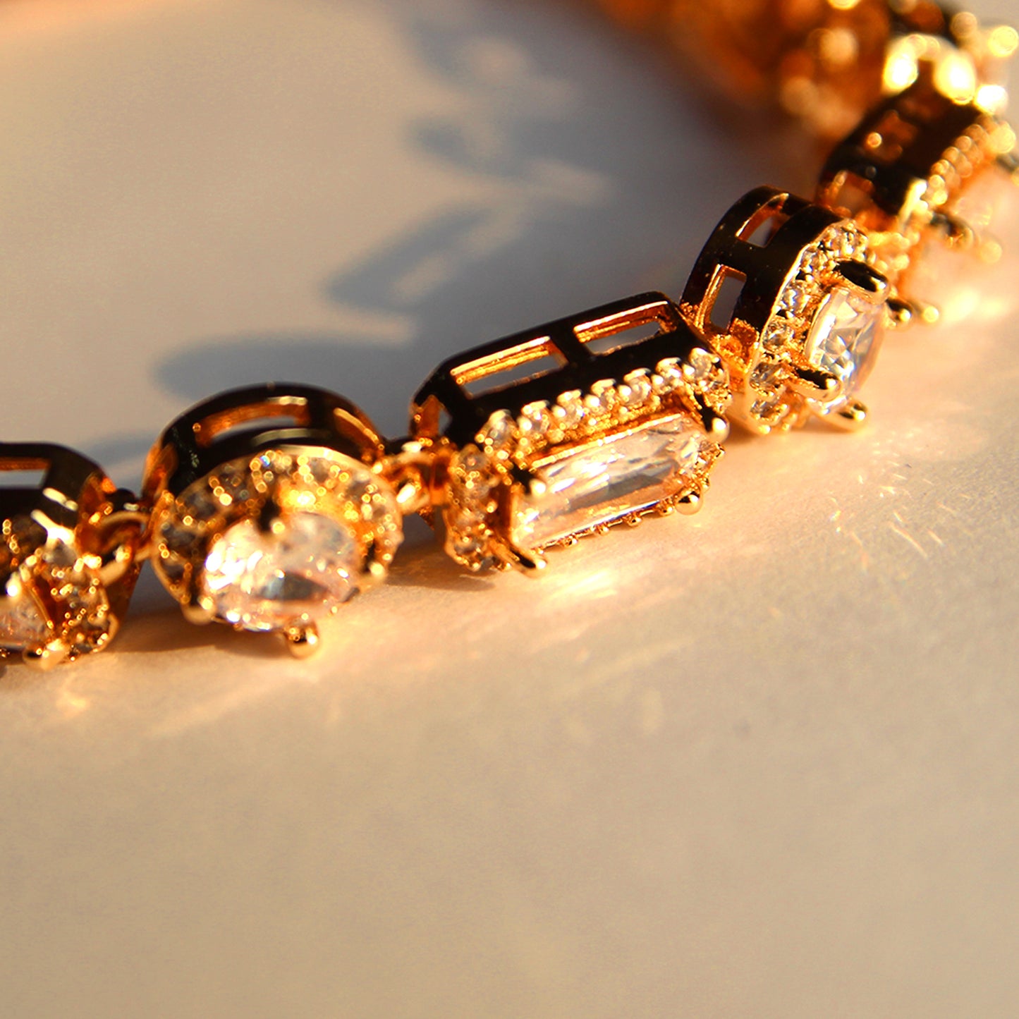 Sparkling Gold-Plated Cubic Zirconia Bracelet