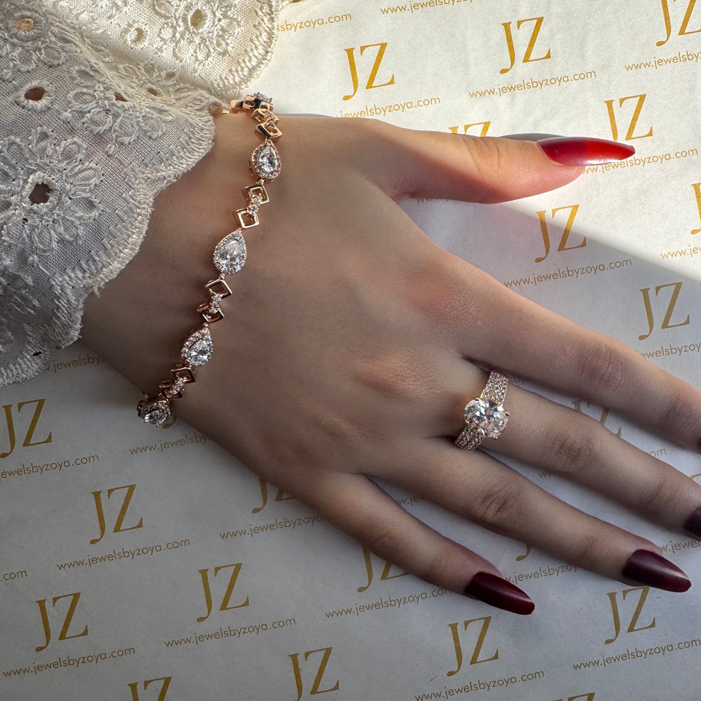 Gold Small Teardrop CZ Bracelet