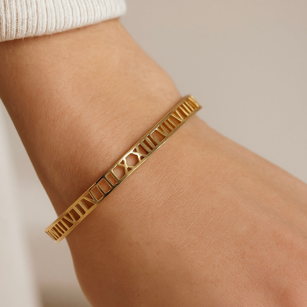Roman Numerals Hinge Bangle