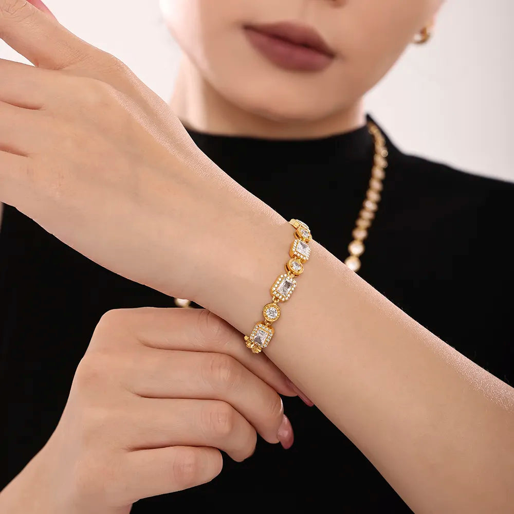Sparkling Gold-Plated Cubic Zirconia Bracelet