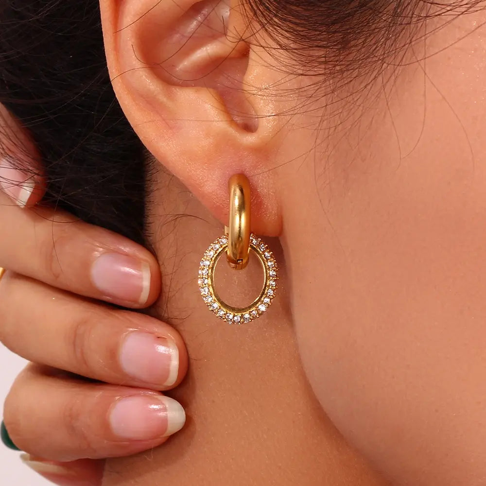 Twine Zirconia Hoop Earring