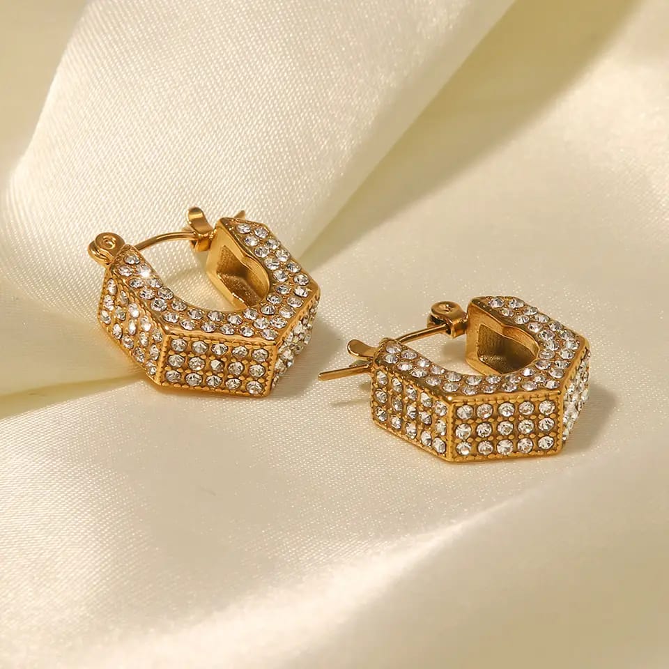 Crystal Hexagon Hoops