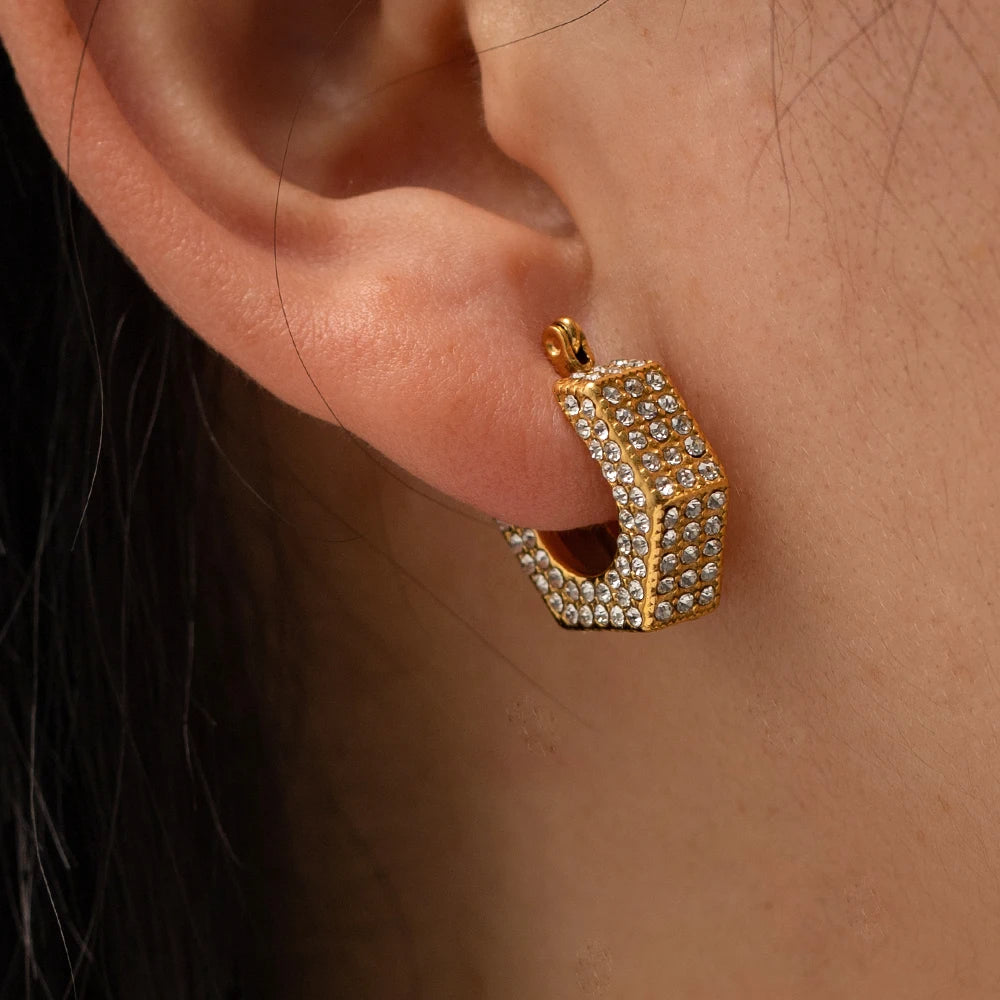 Crystal Hexagon Hoops