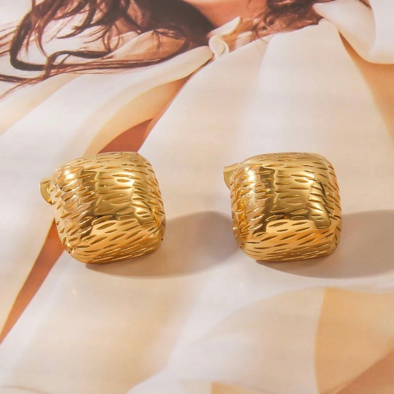 Elegant Textured Gold Earrings