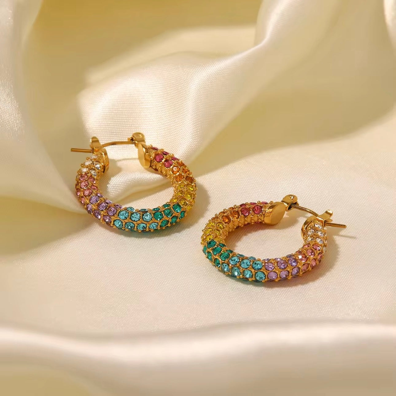Multi-Color Zircon Hoops