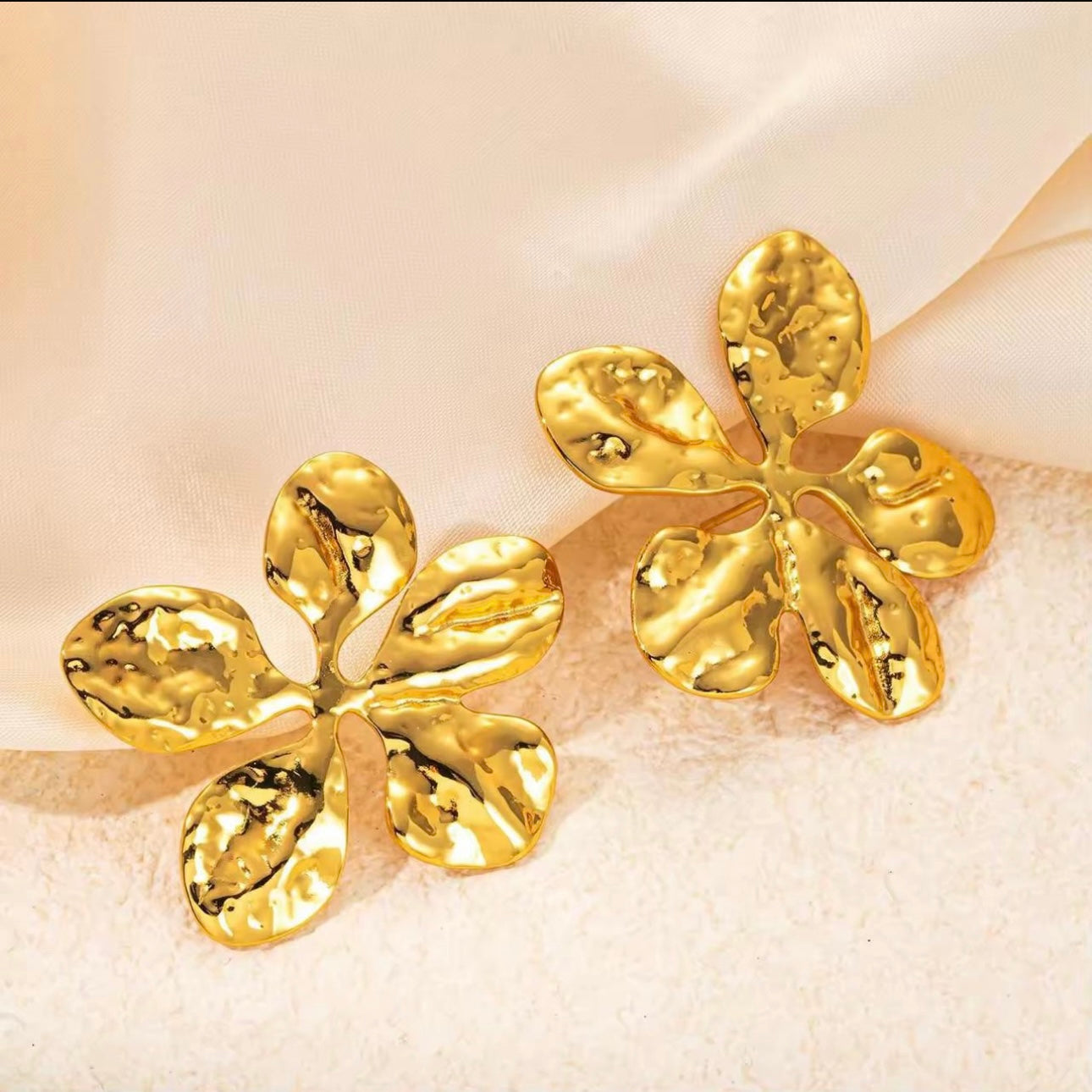 Gold Flower Statement Studs