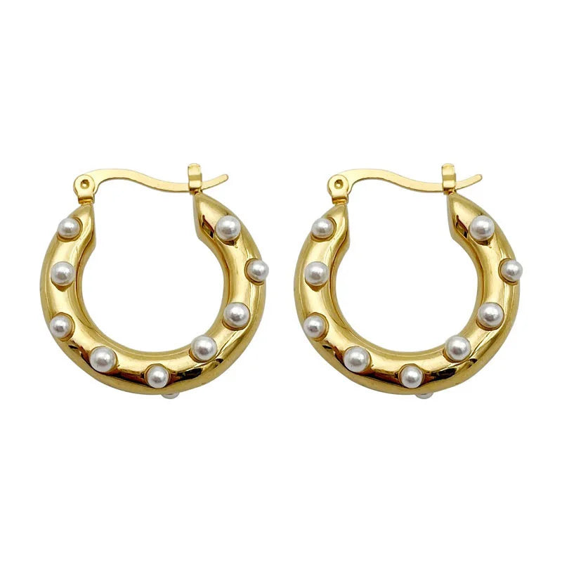 June - Pearl Hoop Earrings