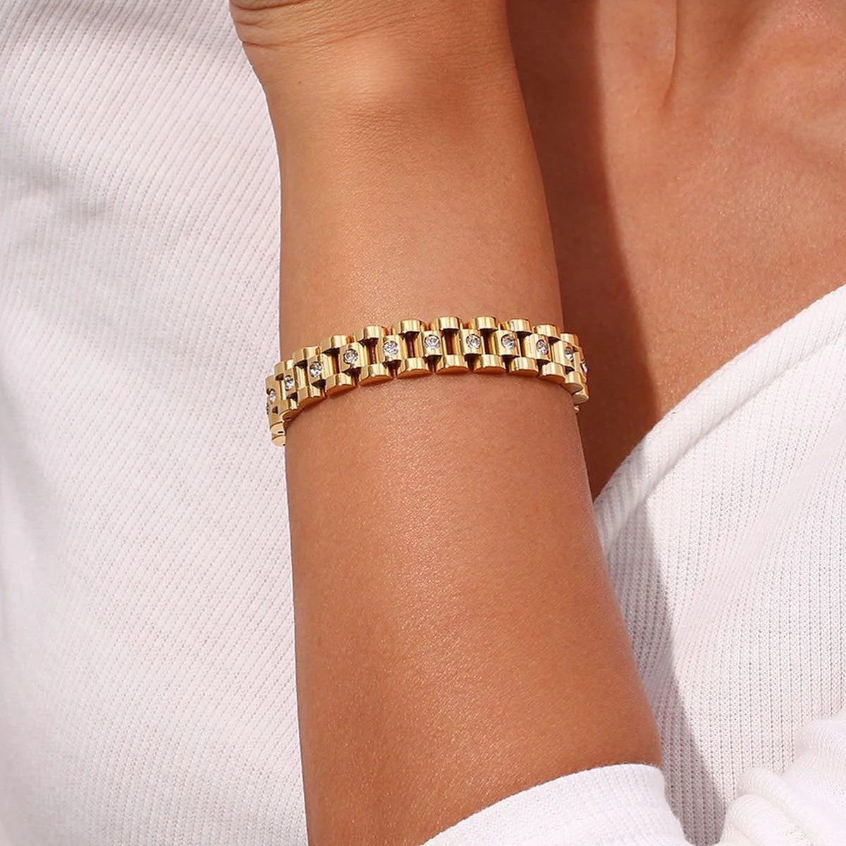 Zircon Gold Watch Strap