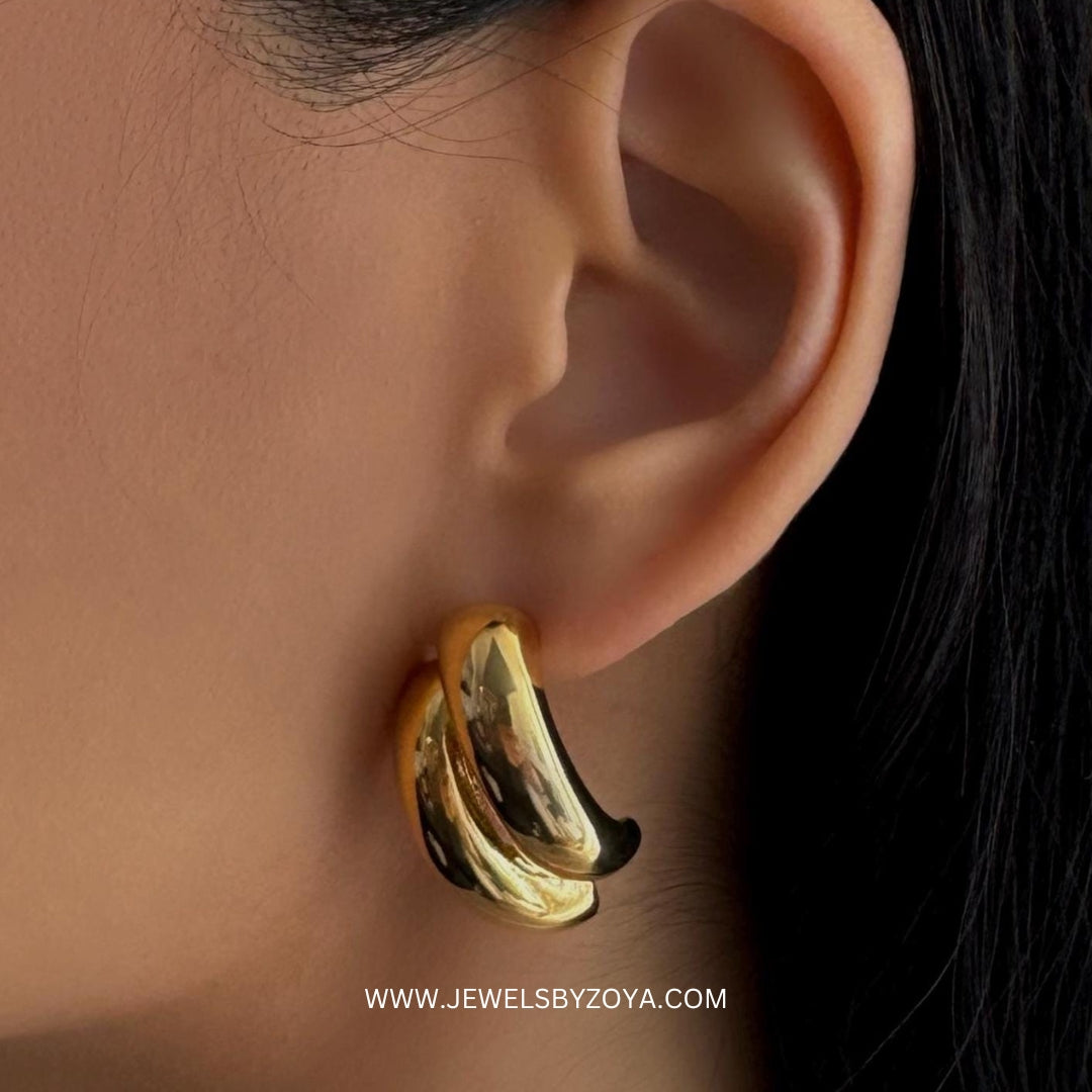 LUNA Gold Cuff Earrings