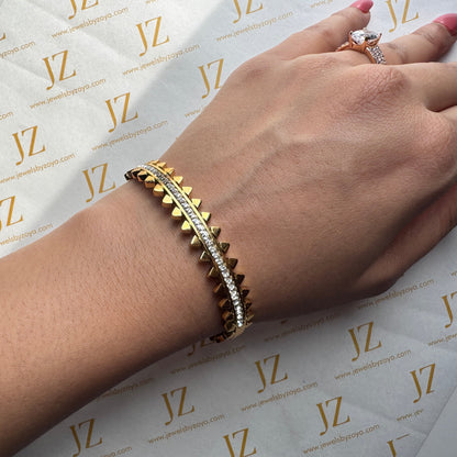 Gold Double Triangle Inlay Bangle
