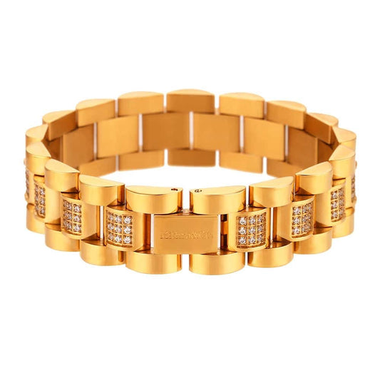 Zircon Gold Watch Strap Bracelet