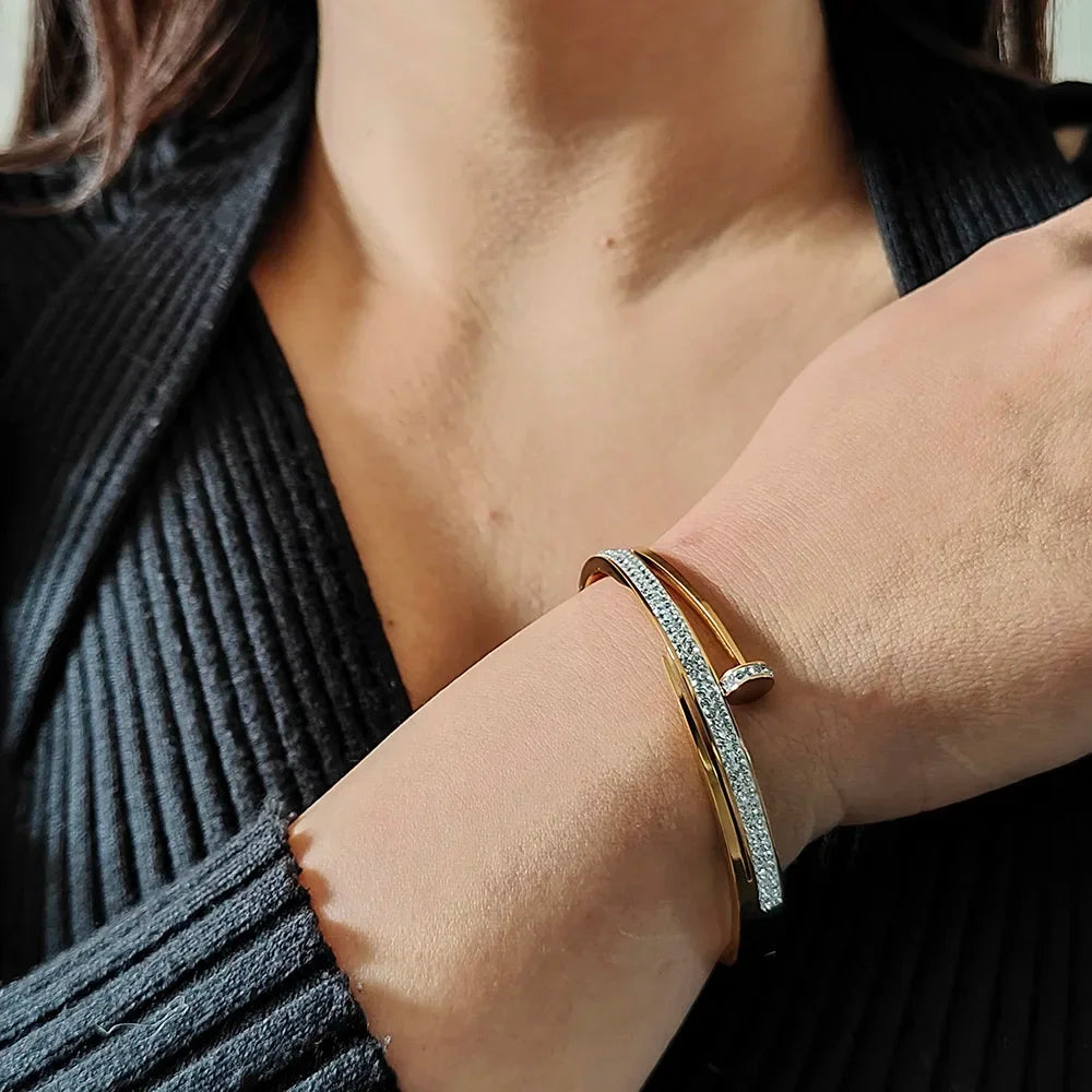 Double Crystal Nail Bangle