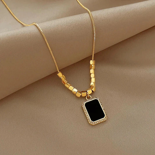 Black Cubic Zirconia Pendant Necklace