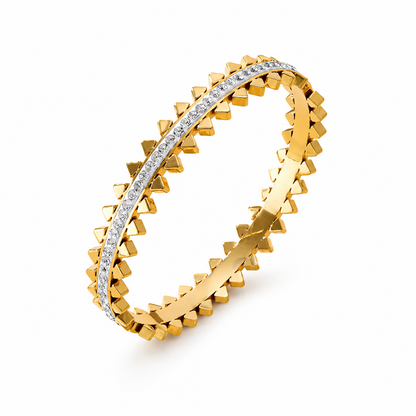 Gold Double Triangle Inlay Bangle