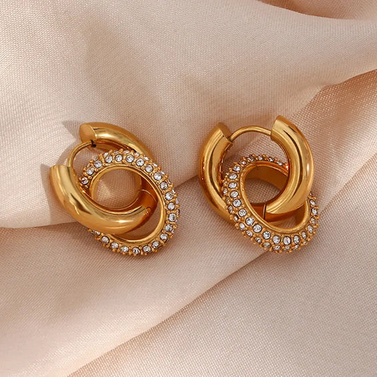Twine Zirconia Hoop Earring