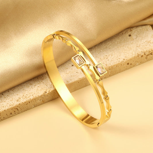 Zircon Gold Plated Bangle