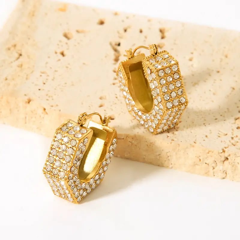 Crystal Hexagon Hoops