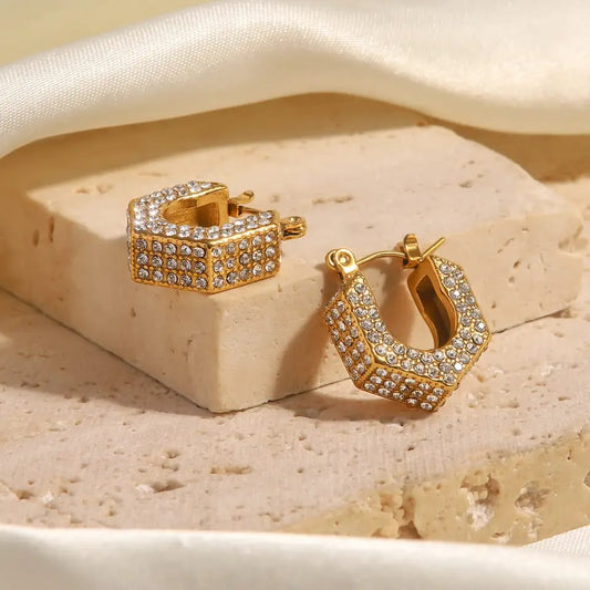 Crystal Hexagon Hoops