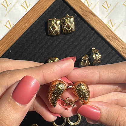 Hammered Gold Drop Shape Hoops