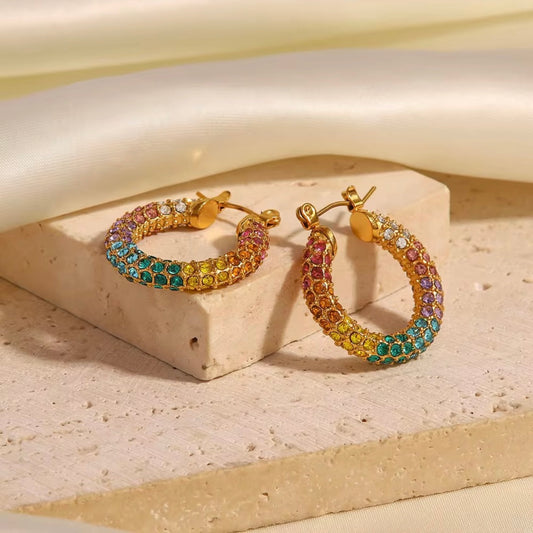 Multi-Color Zircon Hoops