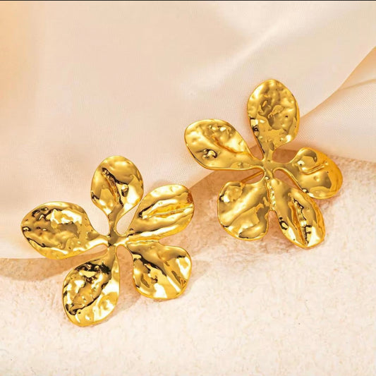 Gold Flower Statement Studs