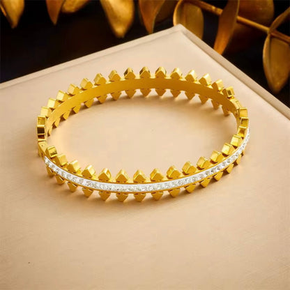 Gold Double Triangle Inlay Bangle