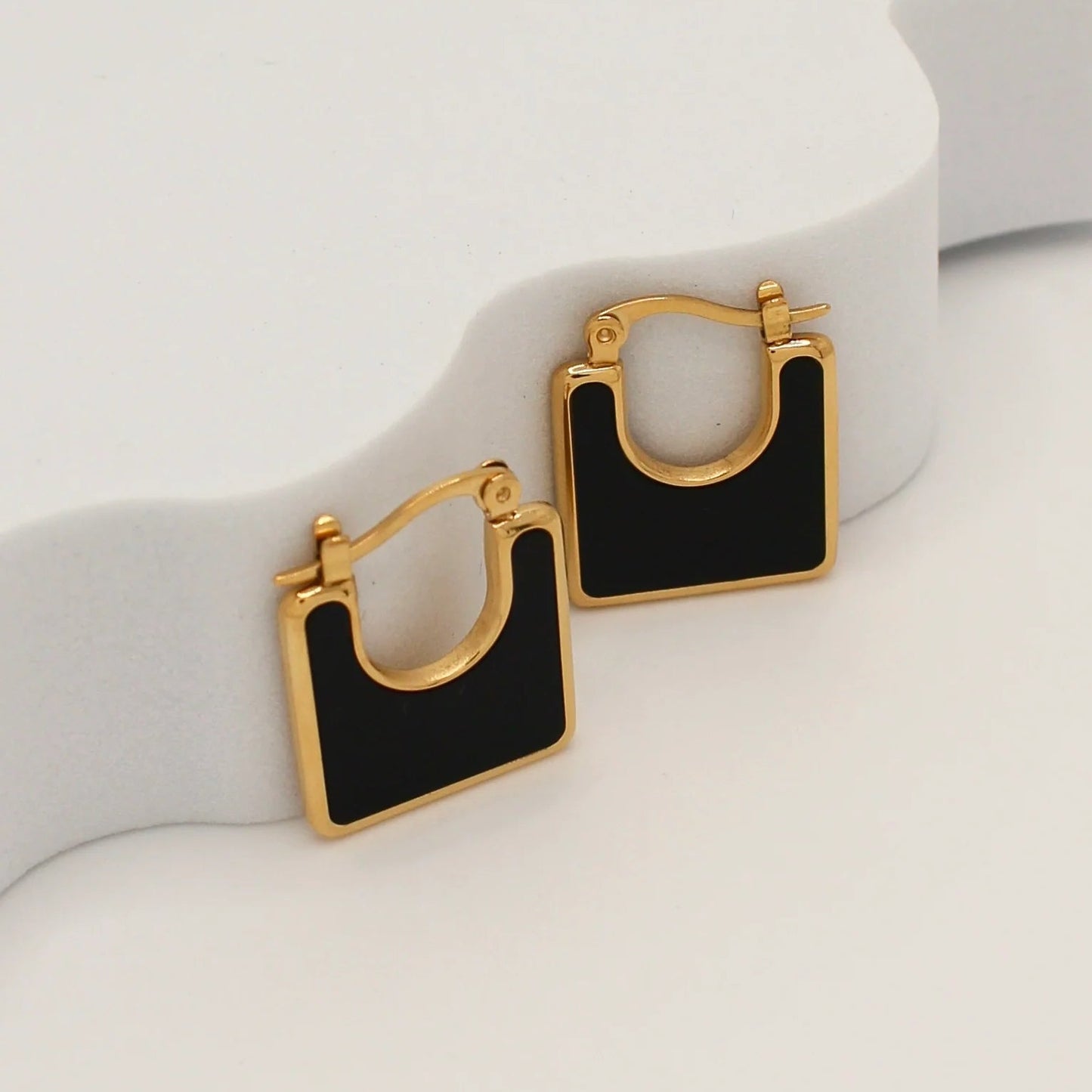 Pearl Square Hoop Earring