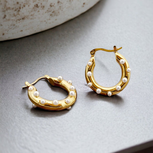 June - Pearl Hoop Earrings
