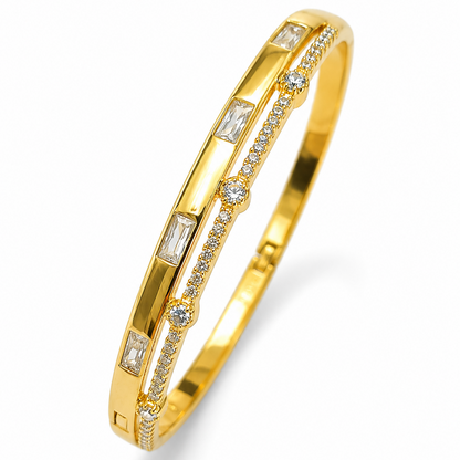 Geometric Crystal Gold Bracelet