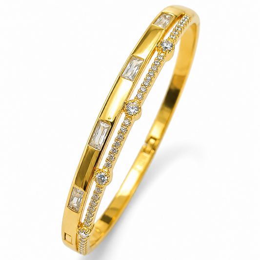 Geometric Crystal Gold Bracelet