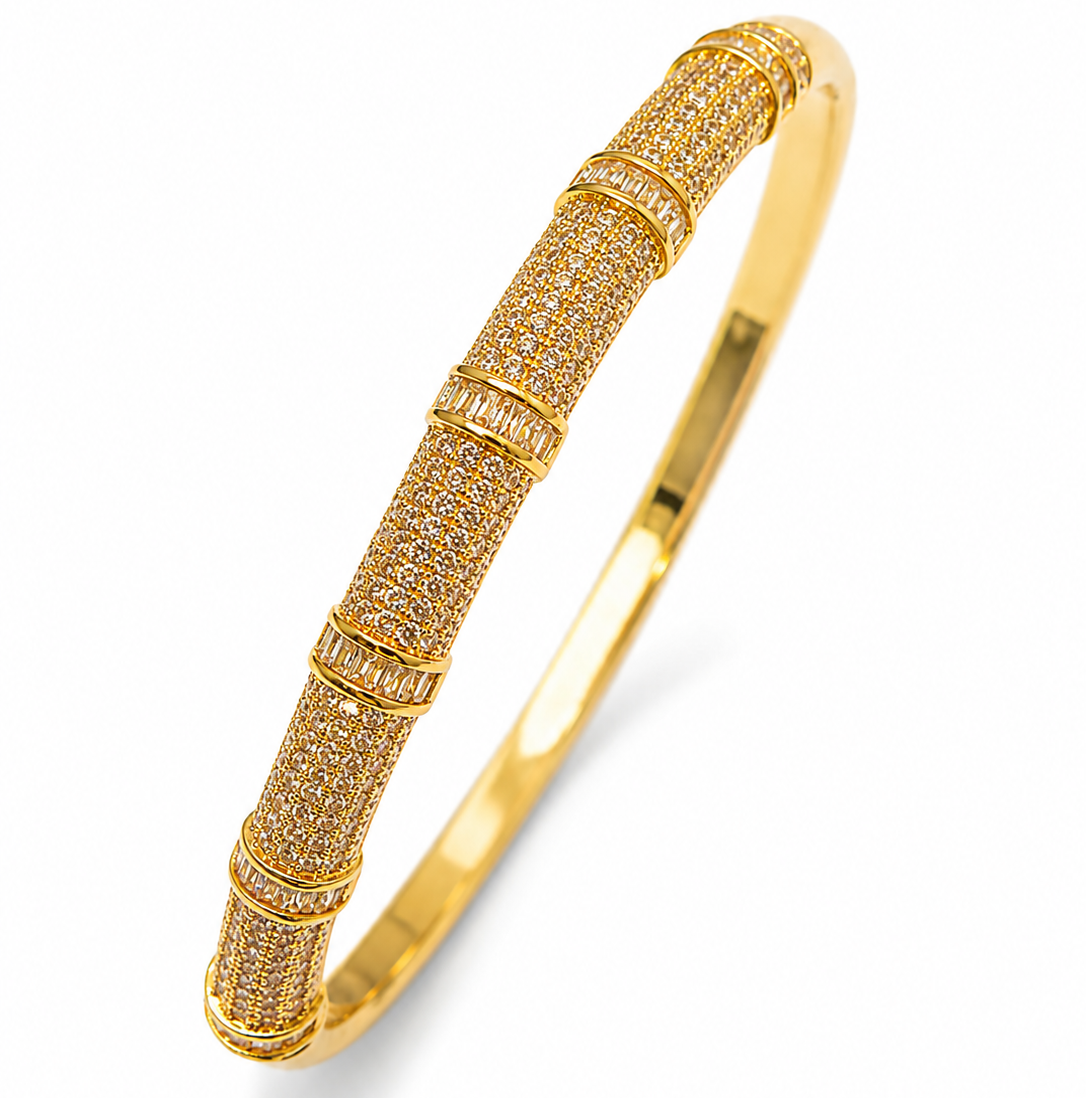 Cylindrical Pavé Gold Bracelet