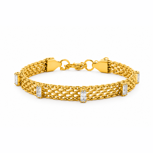 Gold-Plated Crystal Link Bracelet