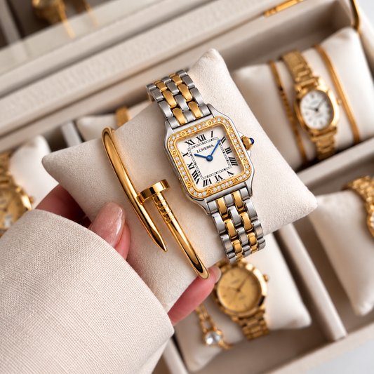 Lunessa two-tone watch and gold bangle set